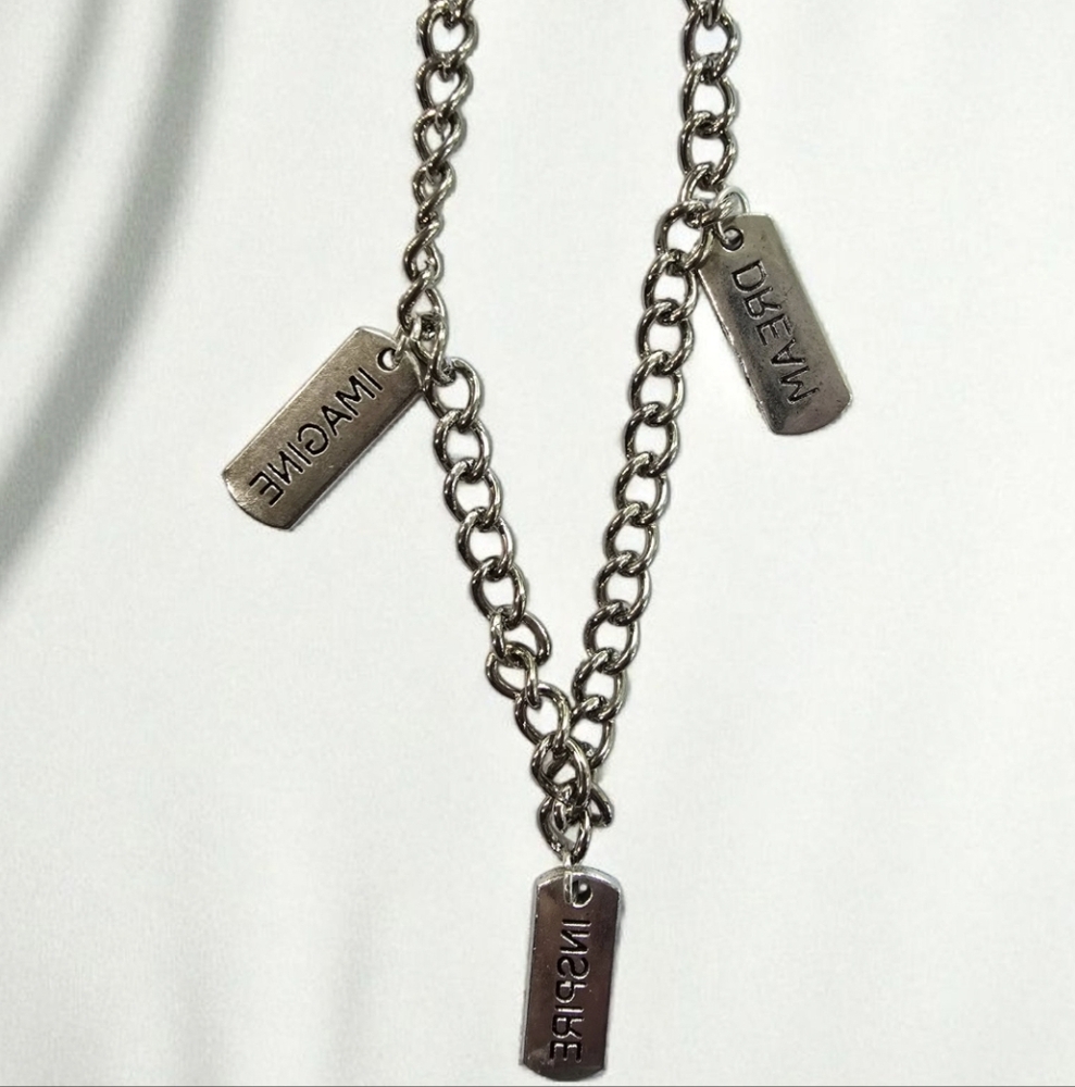 INSPIRE-DREAM-IMAGINE SILVER CHARMS UNIQUE BOUTIQUE ORIGINAL DESIGN NECKLACE